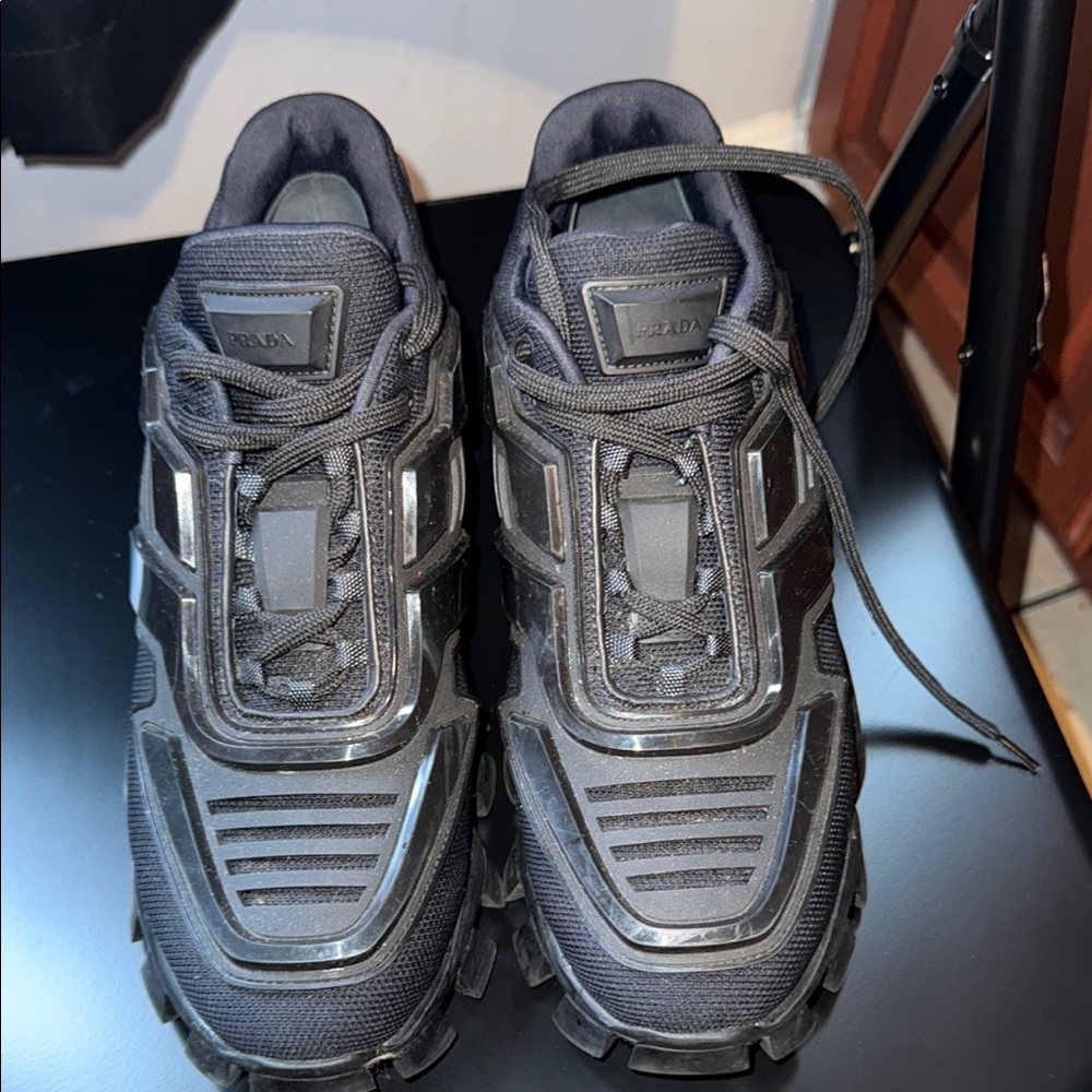 Prada Men's Black Textured Sneakers